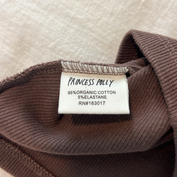 Princess Polly Classic Crop Tee Brown Size 4 Ribbed - Picture 6 of 10